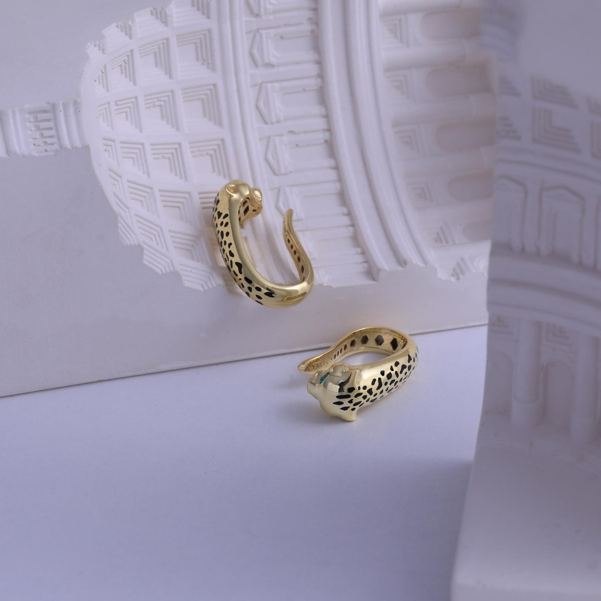 Felino Panther Hoop Earrings in Gold-Plated Silver — detail view 4 by Seneca Jewelry