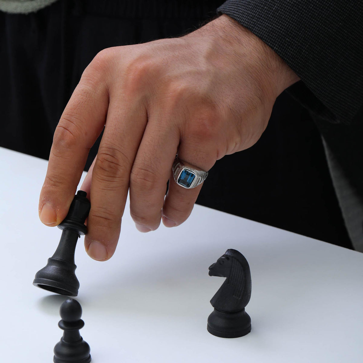 London Blue Topaz Signet Ring — detail view 3 by Seneca Jewelry