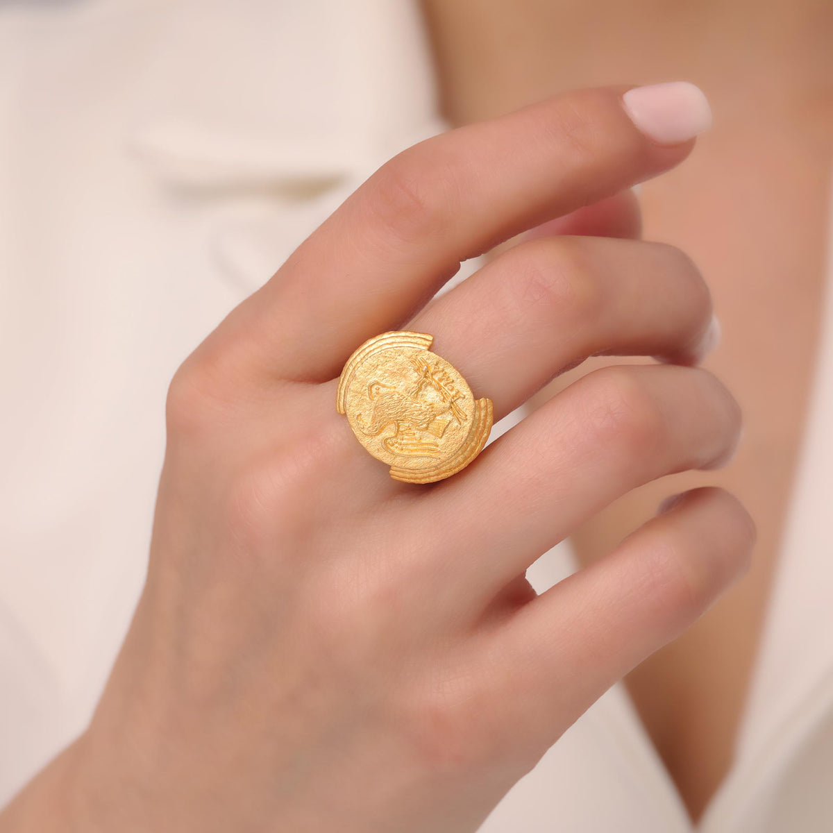 Roman Eagle Signet Ring in Solid Gold — detail view 3 by Seneca Jewelry