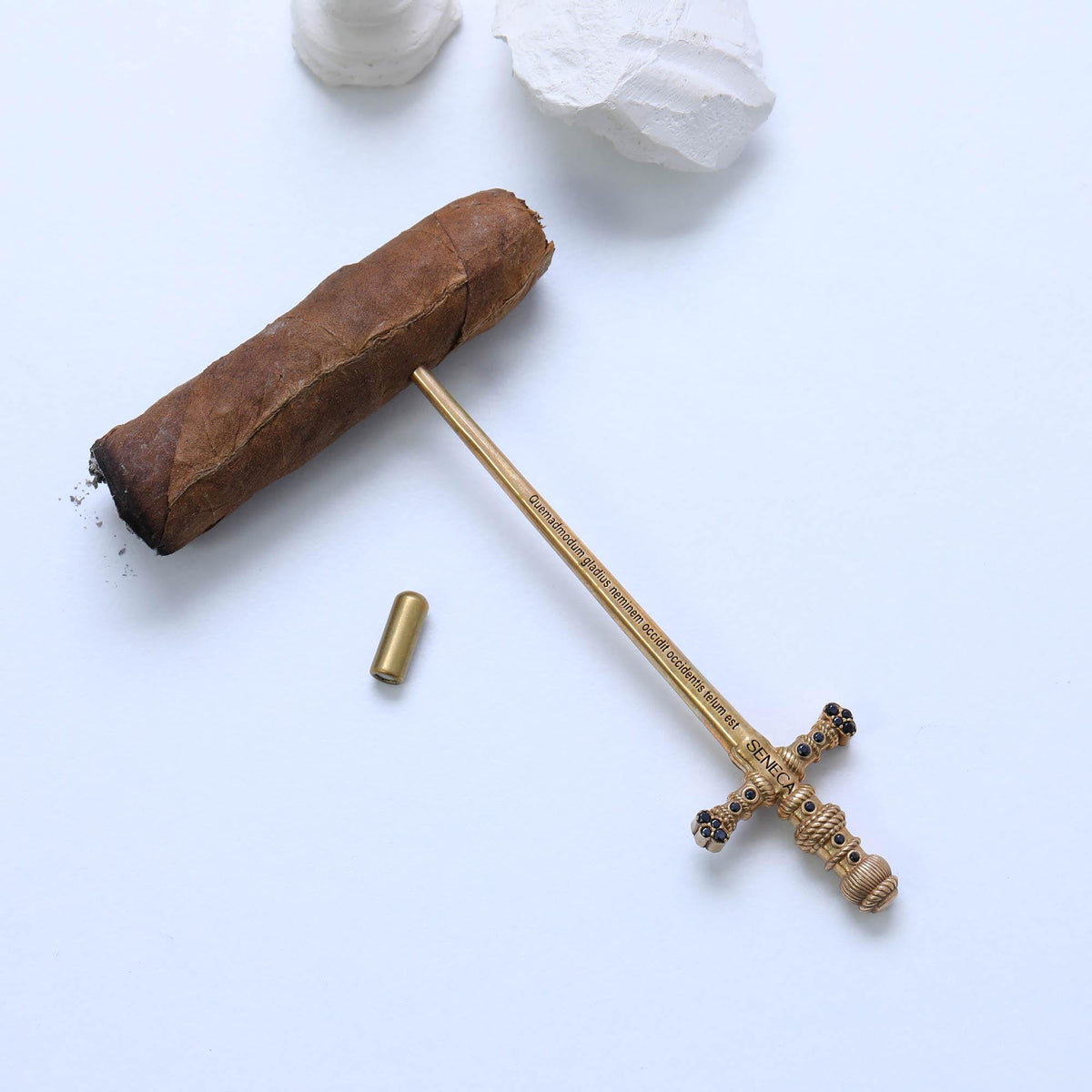 Eterna Bronzo Sword Cigar Nubber — product view by Seneca Jewelry