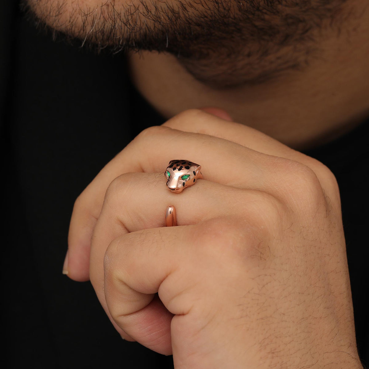 Felino Rose Gold Panther Ring — detail view 3 by Seneca Jewelry
