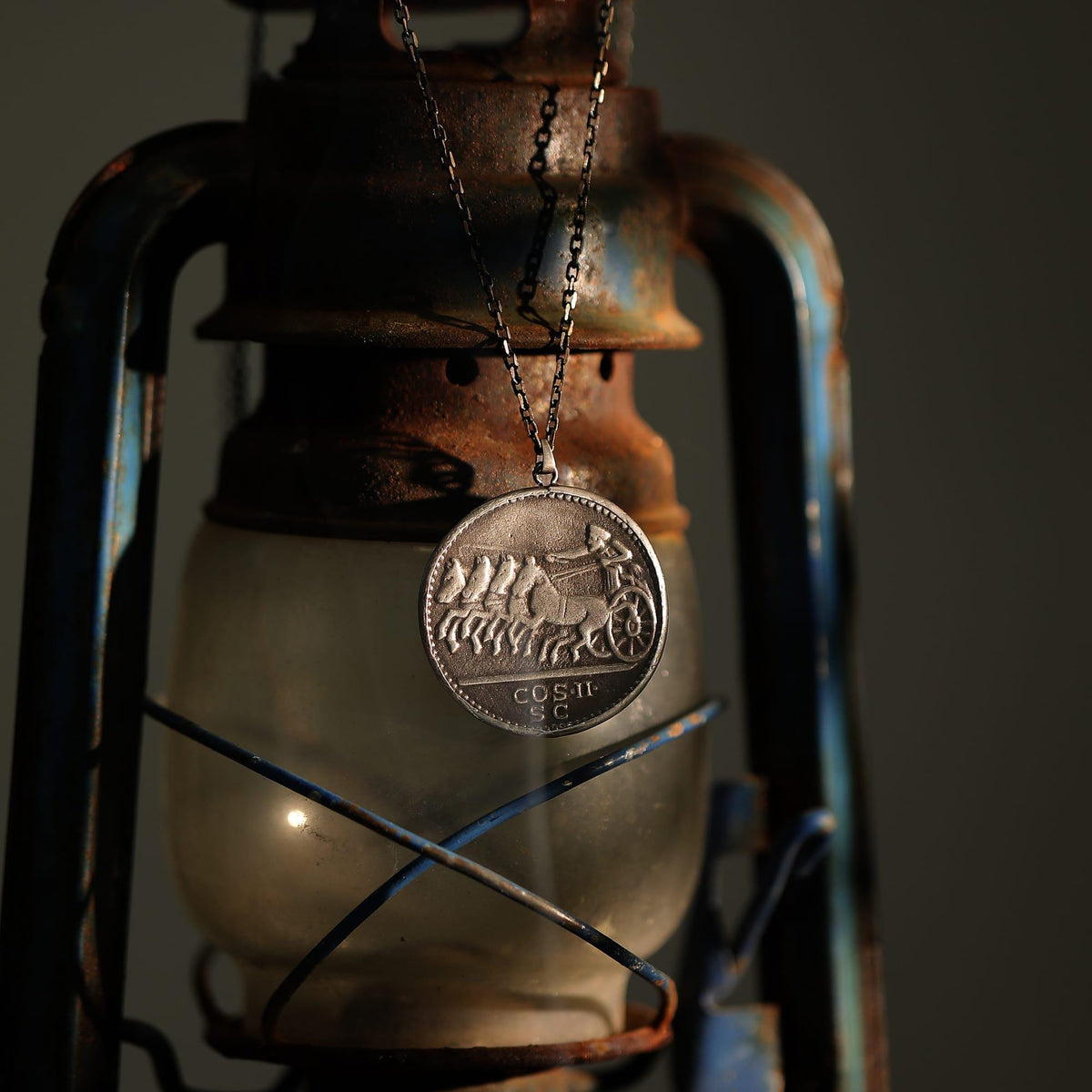 Lucius Verus Coin Necklace in Sterling Silver — detail view 5 by Seneca Jewelry