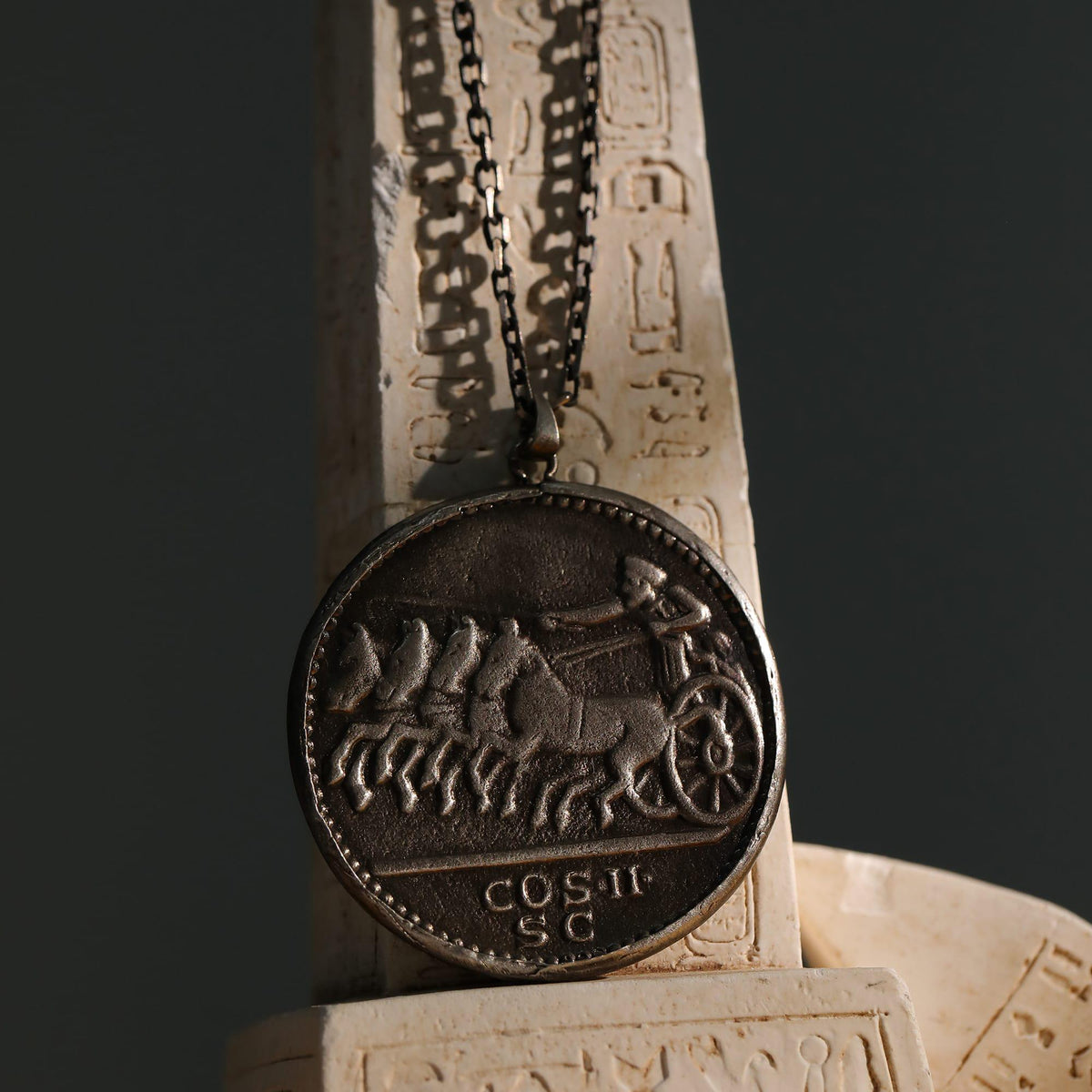 Lucius Verus Coin Necklace in Sterling Silver — detail view 4 by Seneca Jewelry