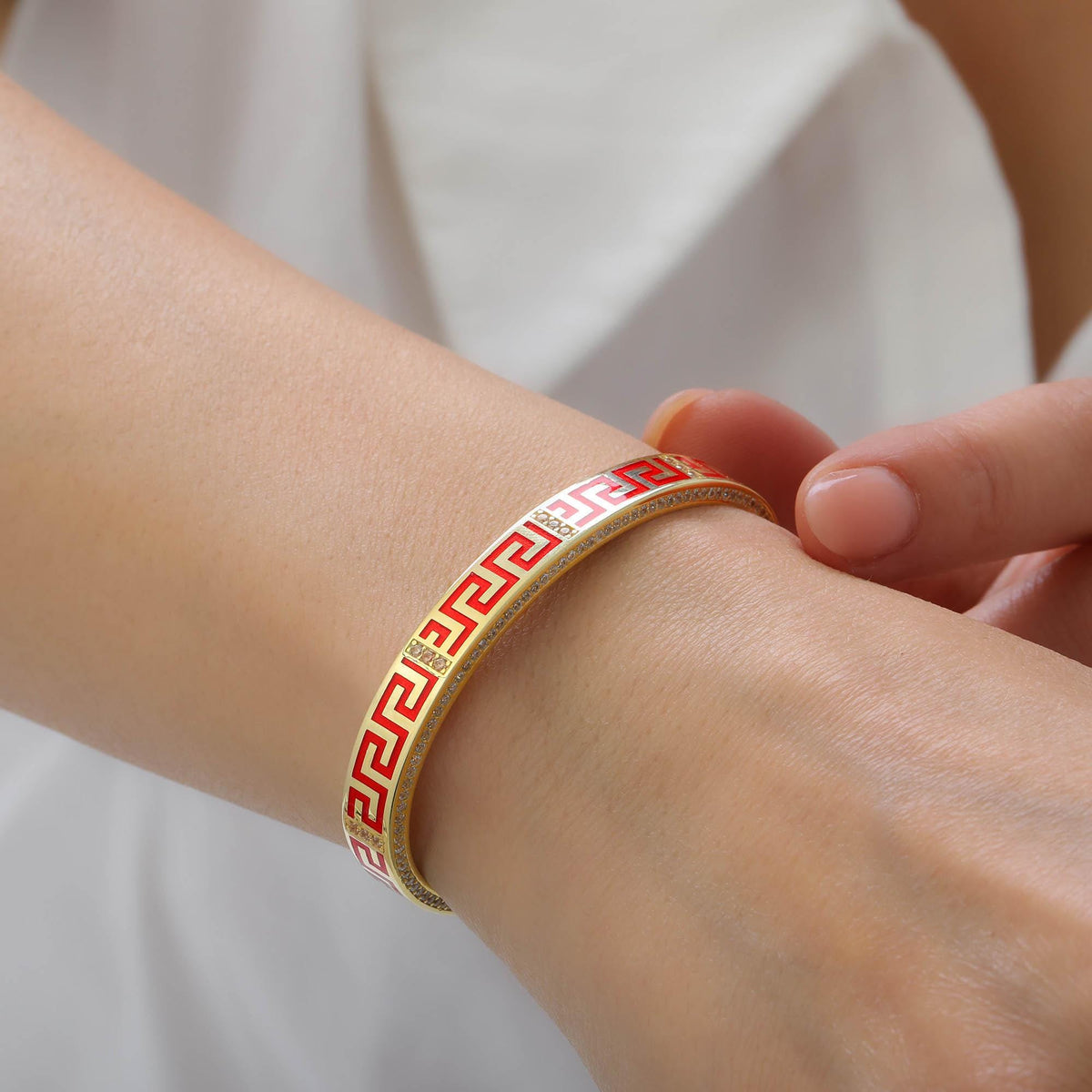 Per Sempre Greek Key Ring and Cuff Set — detail view 4 by Seneca Jewelry