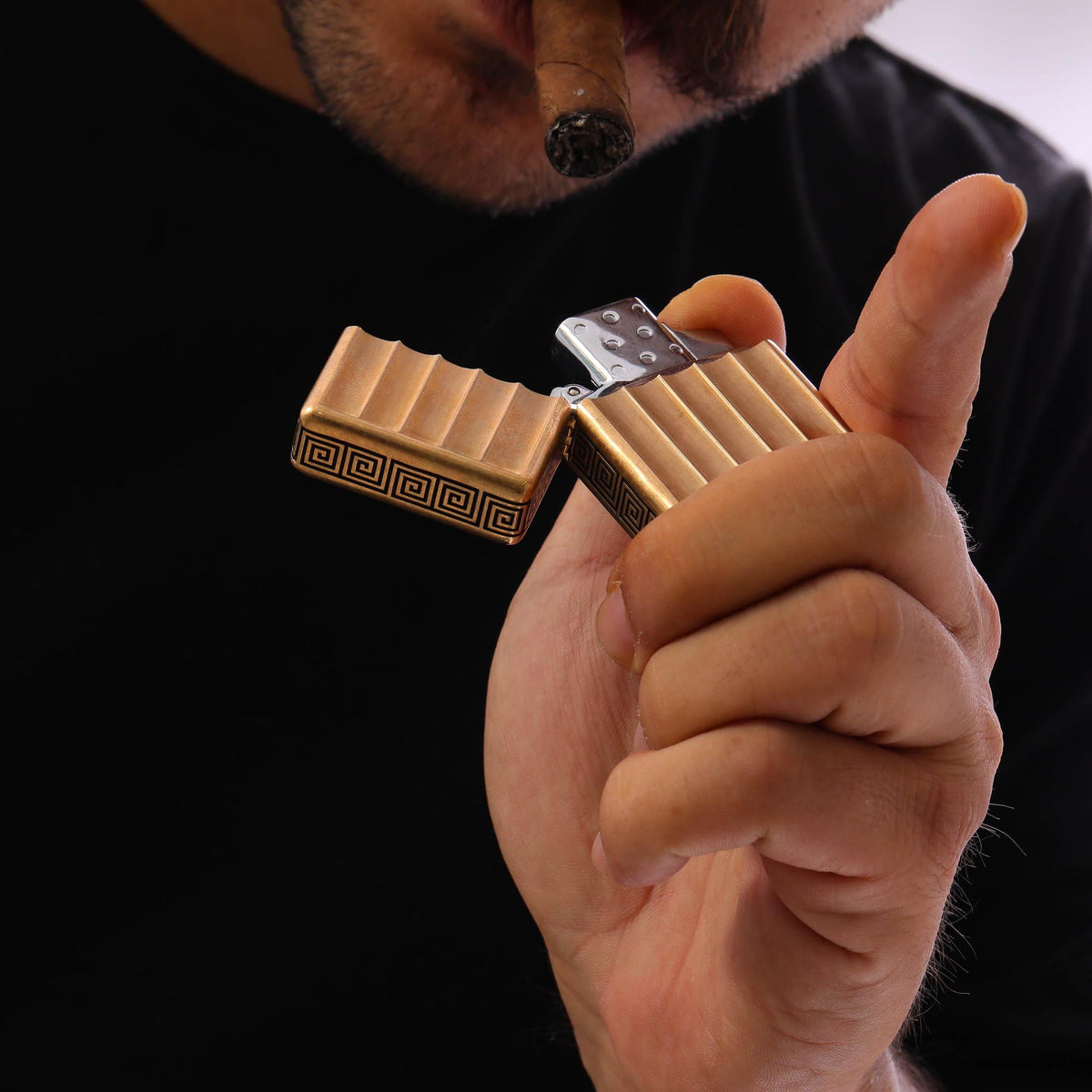 Eterna Bronzo Solid Bronze Cigar Lighter — detail view 2 by Seneca Jewelry