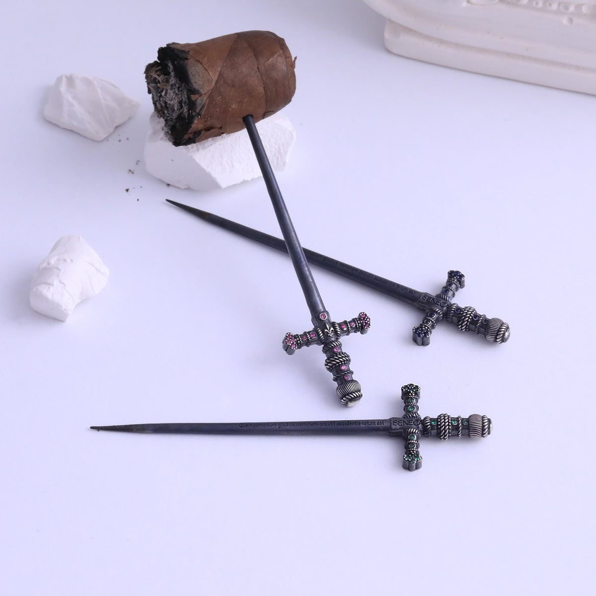 Eterna Byzantine Sword Cigar Nubber — product view by Seneca Jewelry