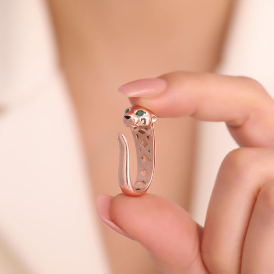 Felino Rose Gold Panther Wrap Ring — product view by Seneca Jewelry