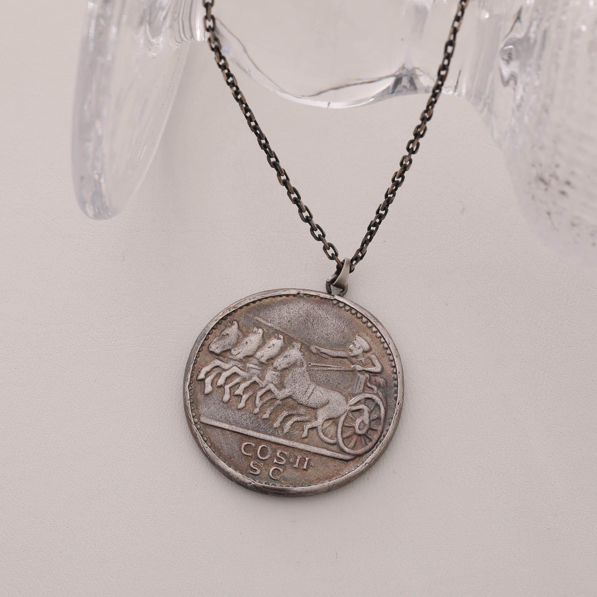 Lucius Verus Coin Necklace in Sterling Silver — detail view 6 by Seneca Jewelry
