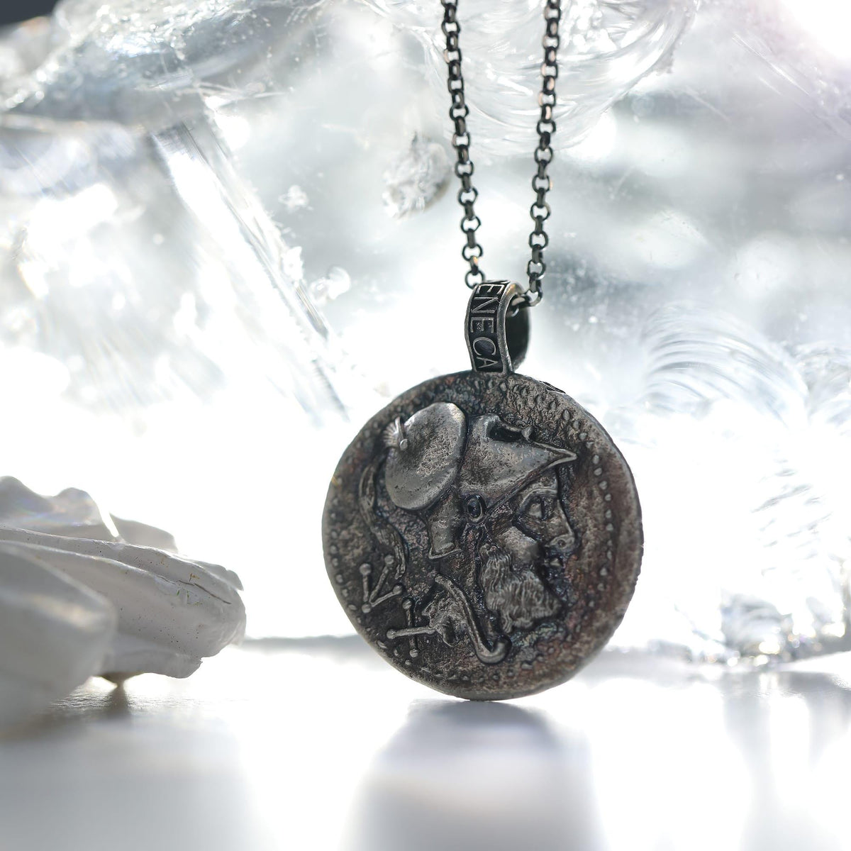 Reversible Roman Eagle Coin Necklace — detail view 5 by Seneca Jewelry