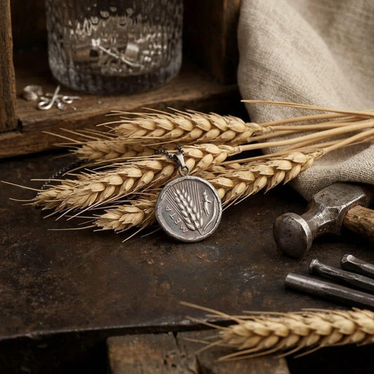 Metapontum Barley Coin Necklace in Sterling Silver — product view by Seneca Jewelry