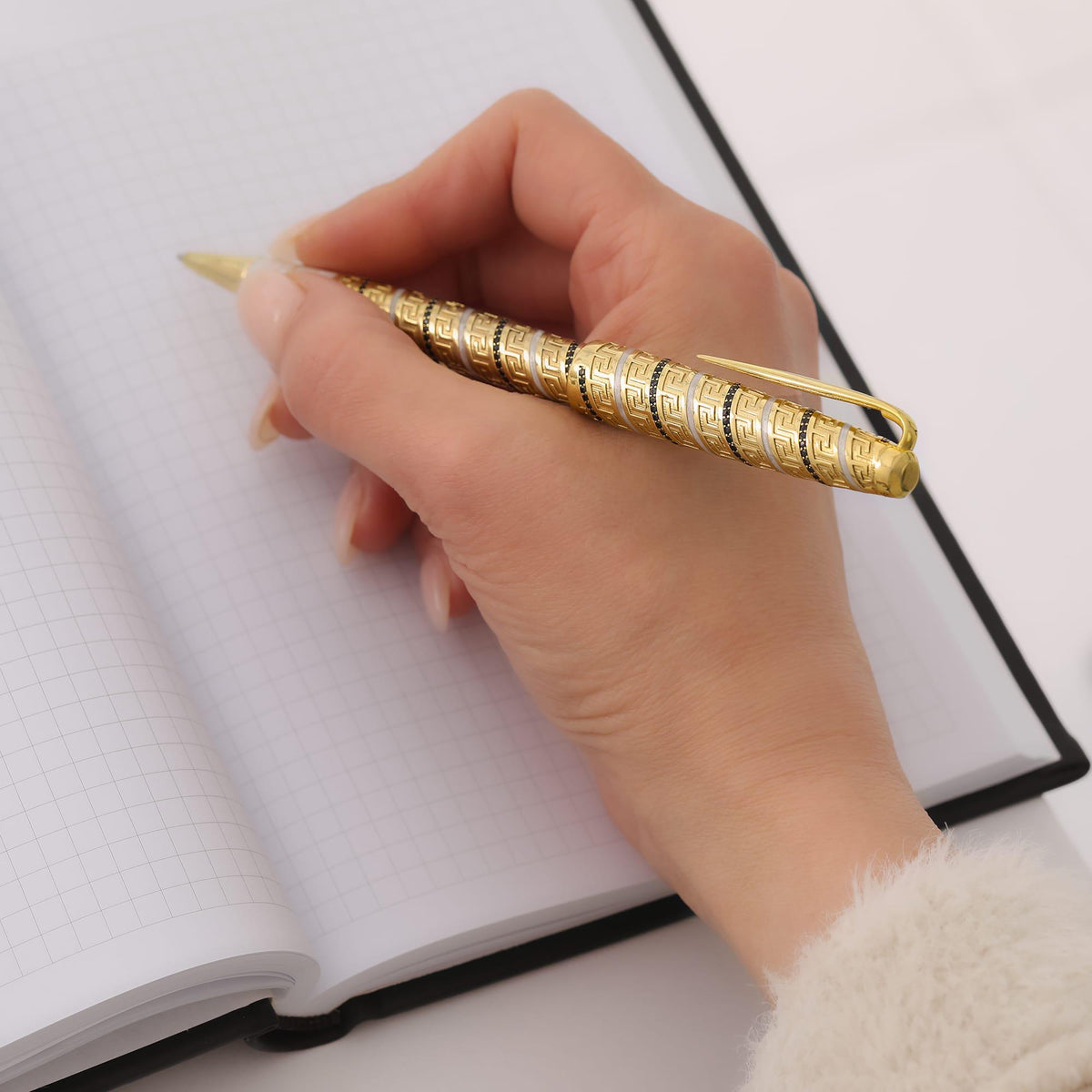 Seneca Greek Key Executive Rollerball Pen — detail view 2 by Seneca Jewelry