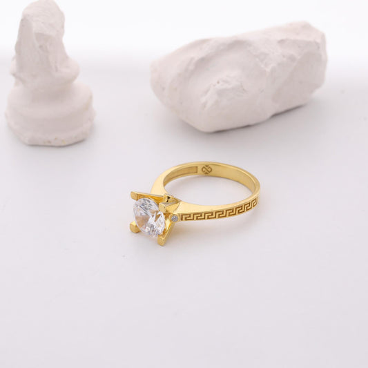 Meander Solitaire Ring with Lab-Grown Diamond — detail view 2 by Seneca Jewelry