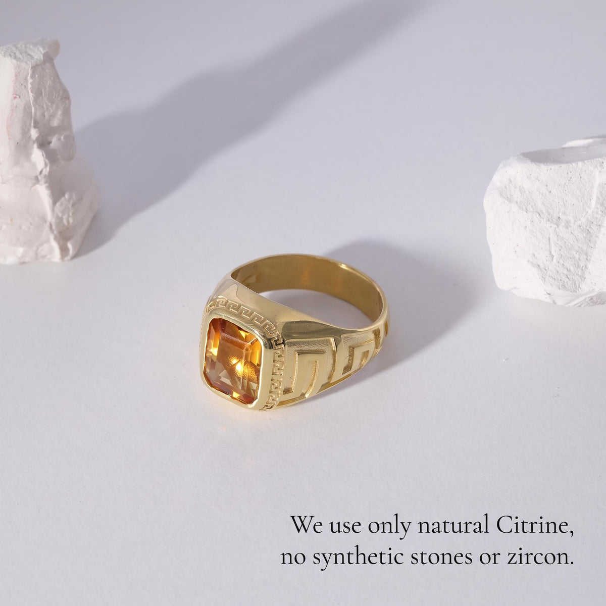 Natural Citrine Signet Ring in Solid Gold — detail view 3 by Seneca Jewelry